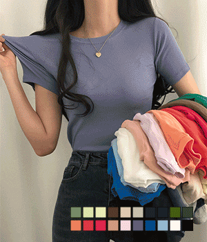 [무료배송] 쫀쫀하게 실루엣 잡아주는 20색 반팔 티셔츠
