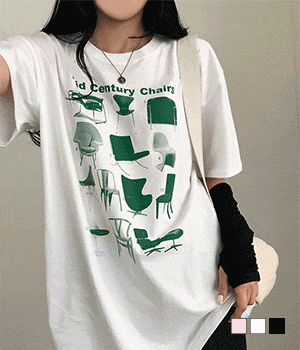 [무료배송] 센트리 체어 오버핏 프린팅 반팔 티셔츠