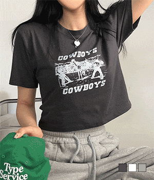 [무료배송] 카우보이 빈티지 크롭 반팔 티셔츠