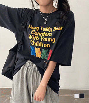 [무료배송] 하리보테디 프린팅 루즈핏 반팔 티셔츠